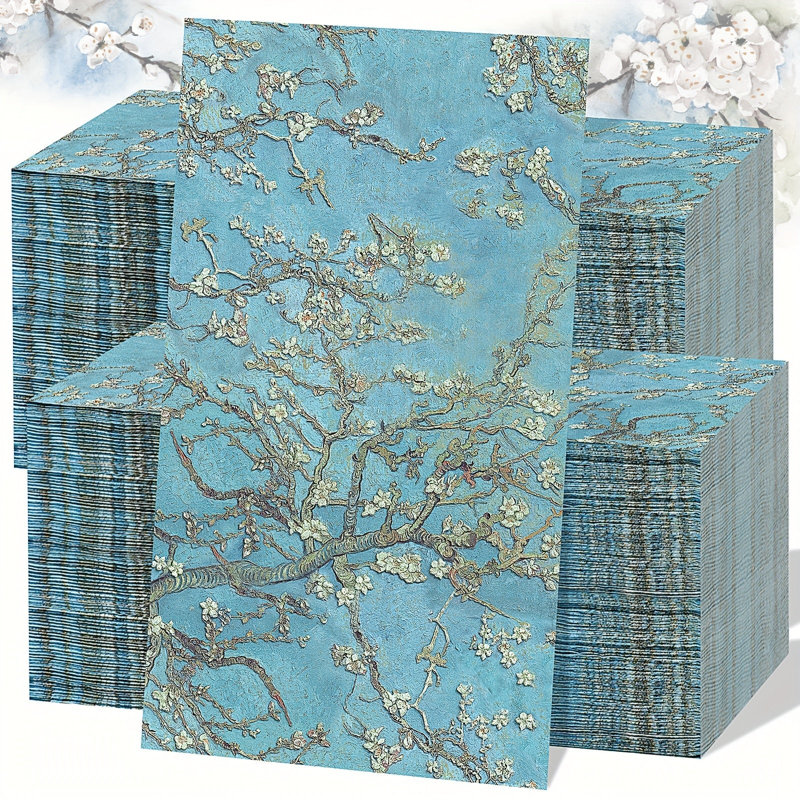 Essuie-mains en papier House of Avana, 200 pièces, 4 po x 8 po, Floral, Bleu