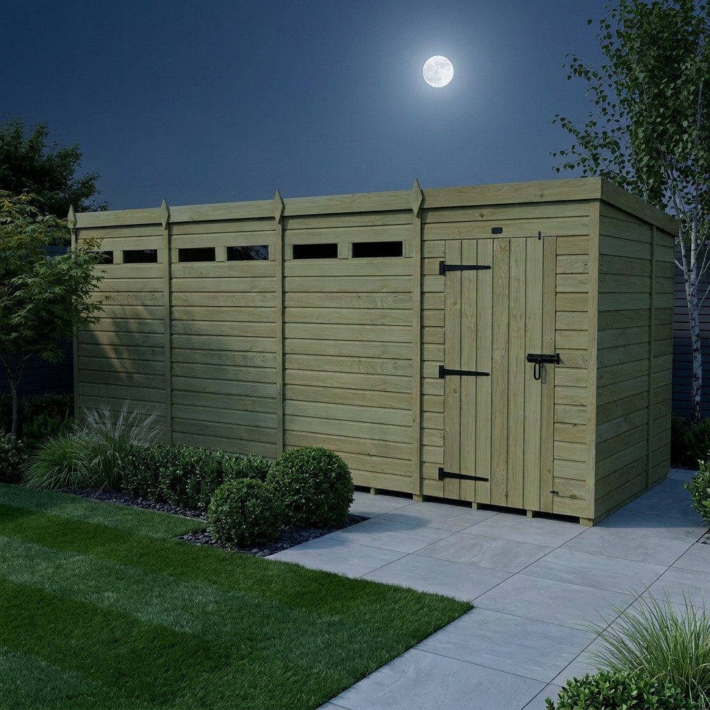 Total Sheds 18ft x 6ft Security Pent Shed - Heavy-Duty Hasp Staple Anti-Tamper - Pressure Treated Timber - UK Manufactured