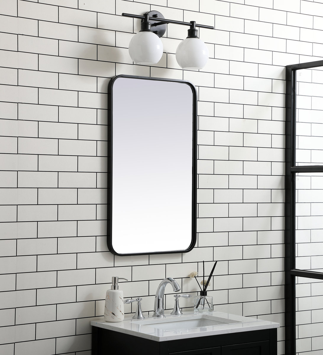 Sabine Accent Mirror, Black, 30'' H x 18'' W
