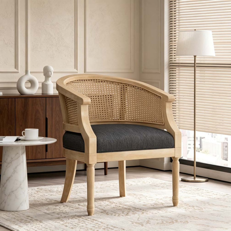 Fauteuil d'appoint en bois d'hévéa, Gris anthracite