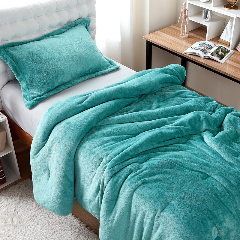 Me Sooo Comfy Coma Inducer Oversized Comforter Set, Dusty Turquoise, Twin Extra Long Comforter + 1 Standard Sham