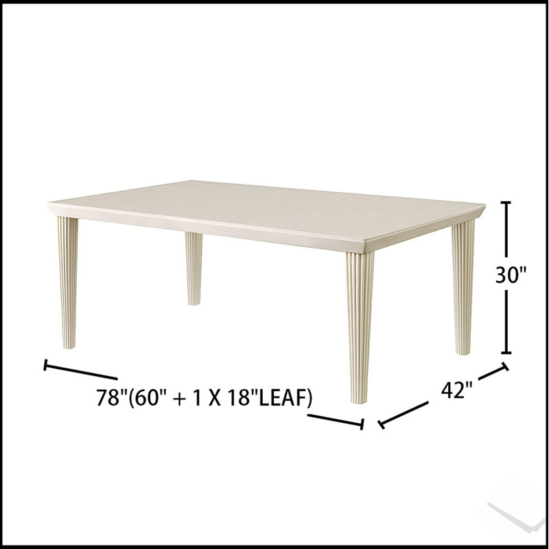 Table de salle à manger élégante avec rallonge extensible au fini blanc antique pour une utilisation polyvalente