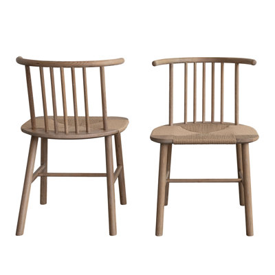Oak Dining Chair Set with Paper Accents