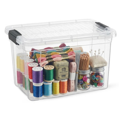 Boîtes de rangement transparentes en plastique de 8,7 litres avec couvercles, empilables, sans BPA, pour la maison, le bureau, la résidence étudiante et la salle de classe, lot de 10