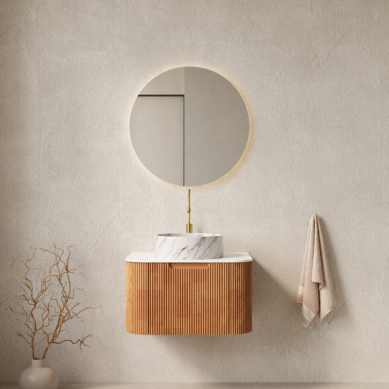Meuble-lavabo de salle de bain 24 po avec lavabo, lavabo mural 24 po, Naturel