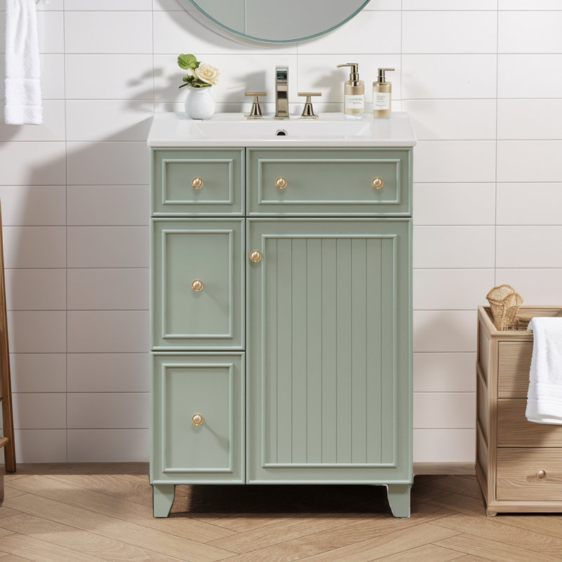 Meuble-lavabo moderne 24 po, Vert