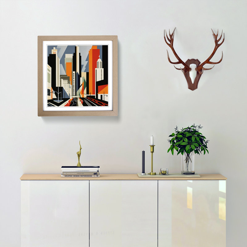 City Of Los Angeles Constructivism No.2 - Single Picture Frame Print on Wood, Oak