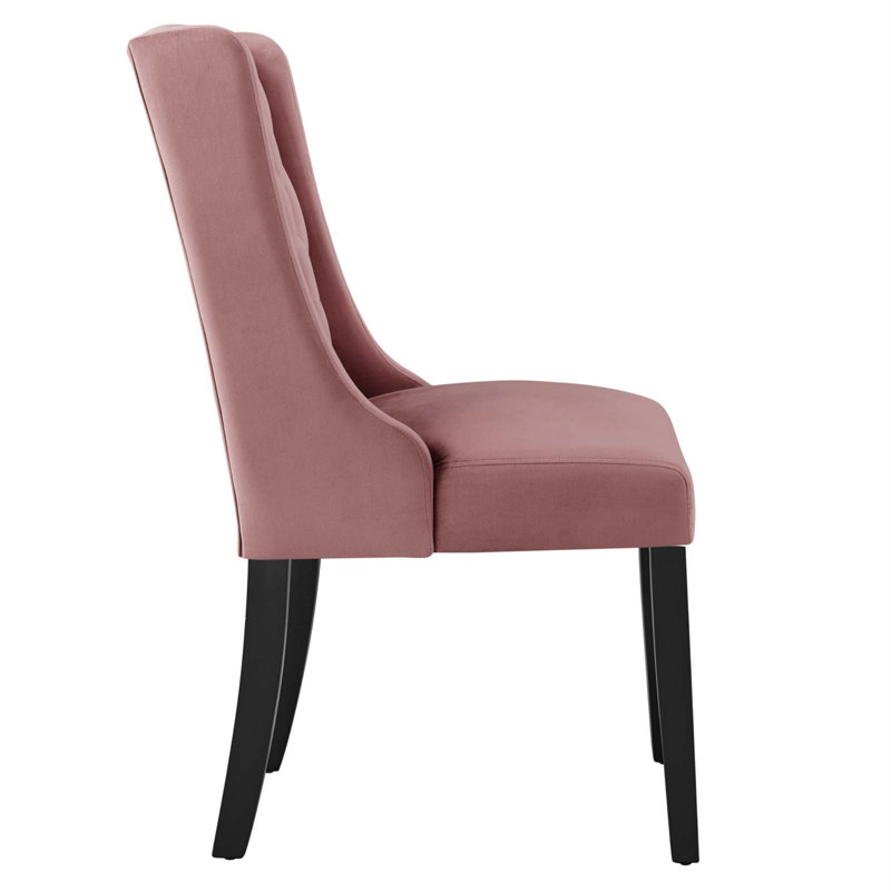 Dusty Rose Velvet Upholstered Wood Side Chair