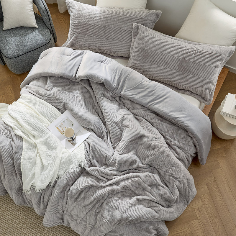 Peak of Cozy - Coma Inducer Oversized Comforter Set, Gray, Twin Extra Long Comforter + 1 Standard Sham