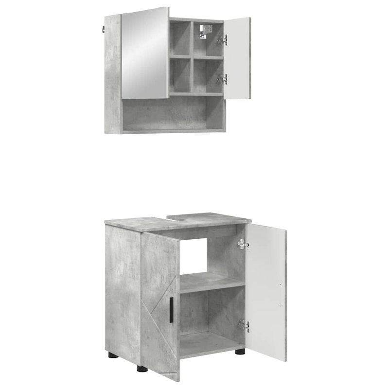 Vanity & Mirror Set, Light Grey