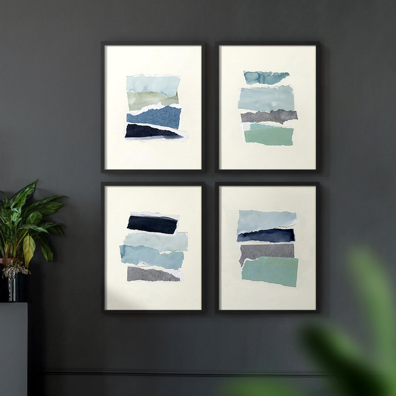 «Seaside Color Study I», reproduction encadrée - ensemble de 4, H 10 po x l 8 po, Noir