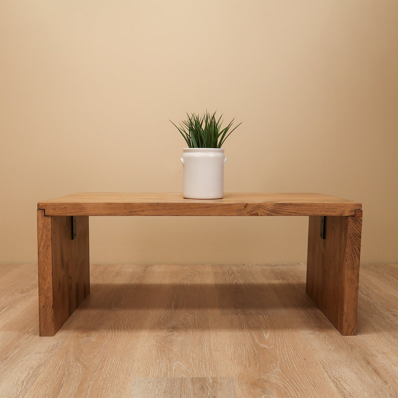 Table basse en bois massif Branda, H 15 po x L 36 po x l 18 po, Chêne vieilli