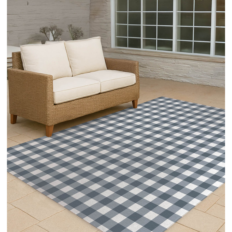 Tapis d'extérieur antidérapant Proper Gingham, Rectangulaire 3 pi x 5 pi