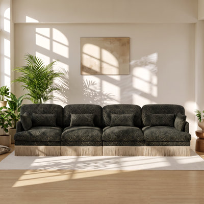Fashion Icon 131.5" W x 33" D x 34.6" H Chenille Modular 4-Seater Sofa