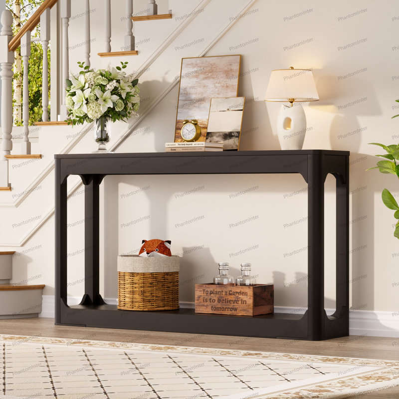 55.1-inch Curved-leg Storage Table, Black