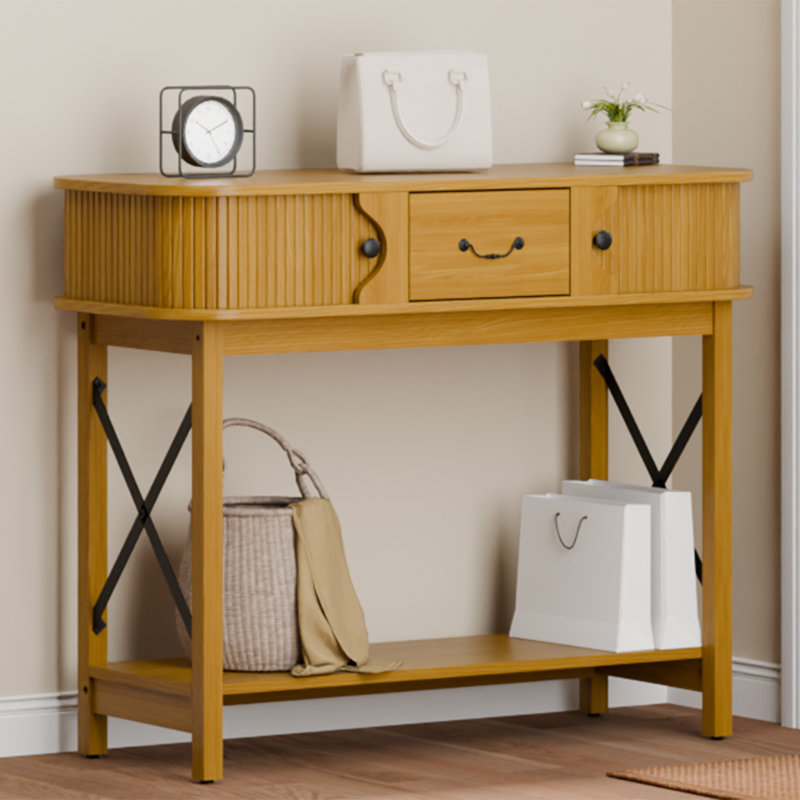 Console 39,3 po avec tiroirs de style fenêtre, Nature
