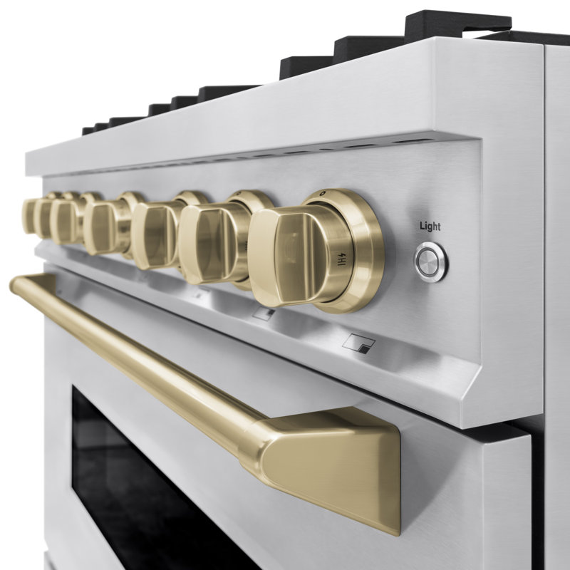 ZLINE Autograph Edition 36" Classic Gas Range w/ 6 Burners & Matte Black Accents, Champagne Bronze