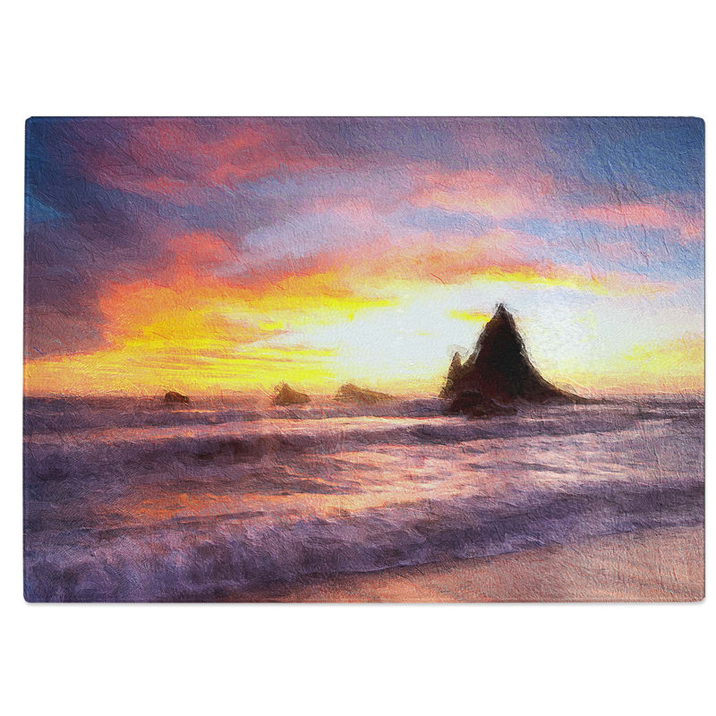 Glass Martins Beach Chopping Board, 28.5 cm W x 20 cm L