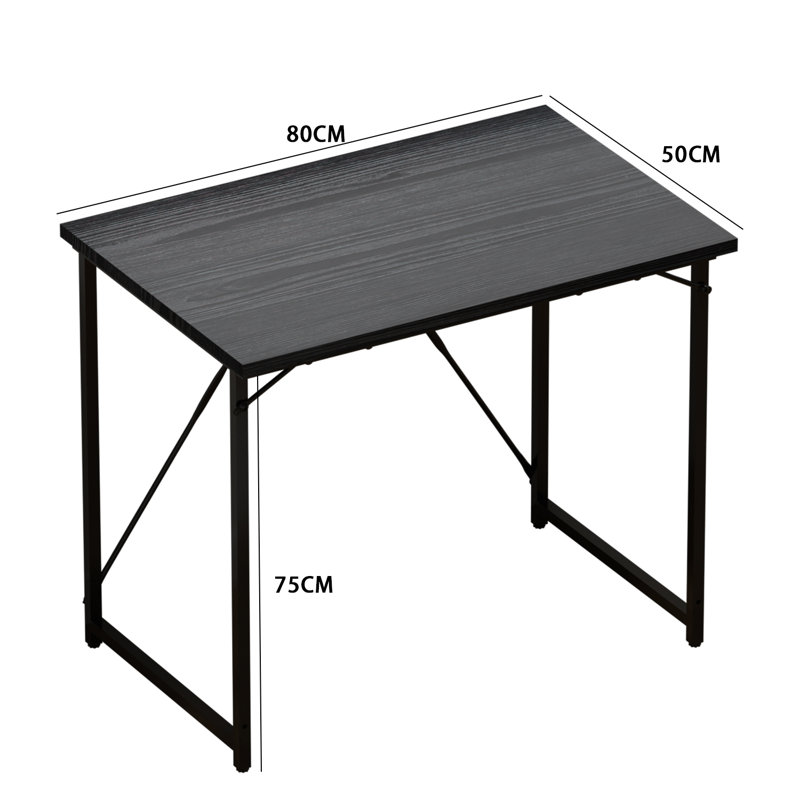 Cartee Computer Desk 80cm Writing Desk Brown Office Desk, 73.5cm H x 80cm W x 50cm D, Black