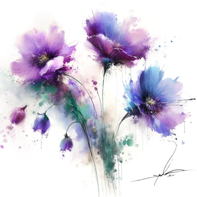 Abstract Purple Blossoms Wrapped Canvas Art