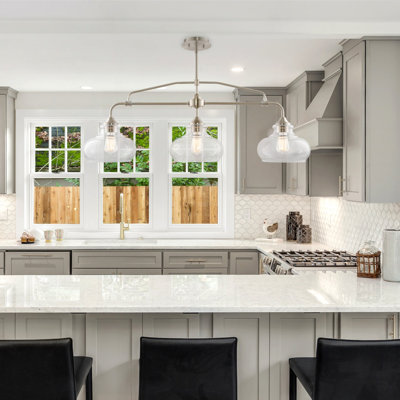 Fultonham 3 - Light Brushed Nickel Kitchen Island Pendant