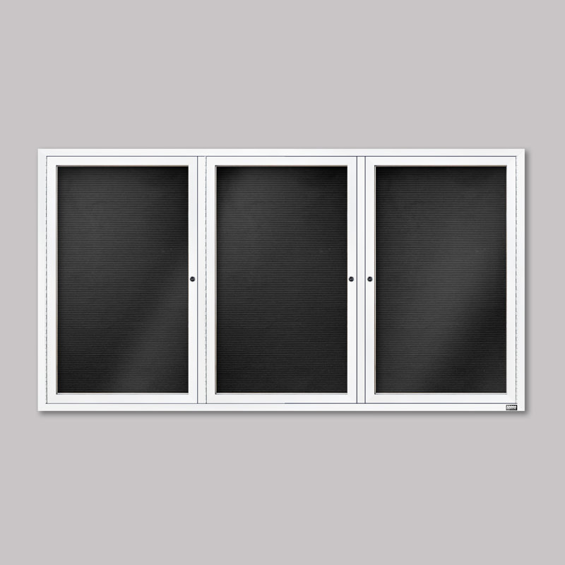 Tableau d'affichage mural fermé pour armoire d'annuaire, Blanc thermolaqué, Trois, H 36 po x l 72 po