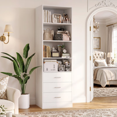 Closet System with Drawers and Adjustable Open Shelves