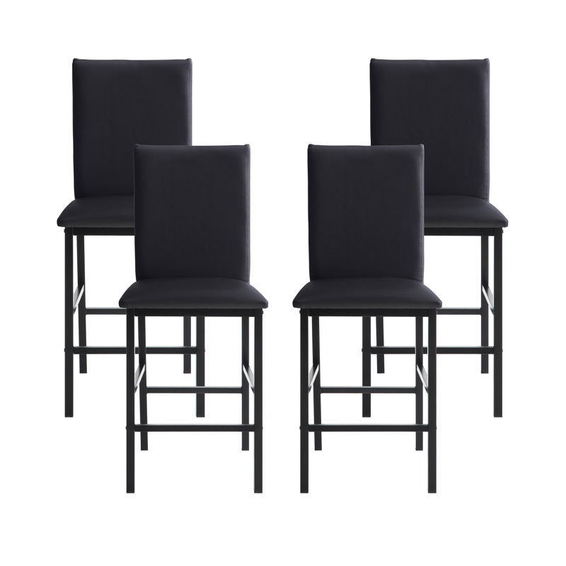 Amaro Upholstered Counter Stool with Metal Frame, Black