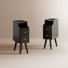 Ensemble de 2 tables de chevet étroites en bois massif avec 2 tiroirs chacune