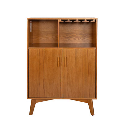 Sicilee 31.5" Liquor Cabinet With Wine Glass Holder & Wine Rack & Adjustable Shelf