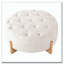 Repose-pieds rond capitonné 32 po avec pieds en bois massif, table basse moderne avec boutons touffetés-313670030