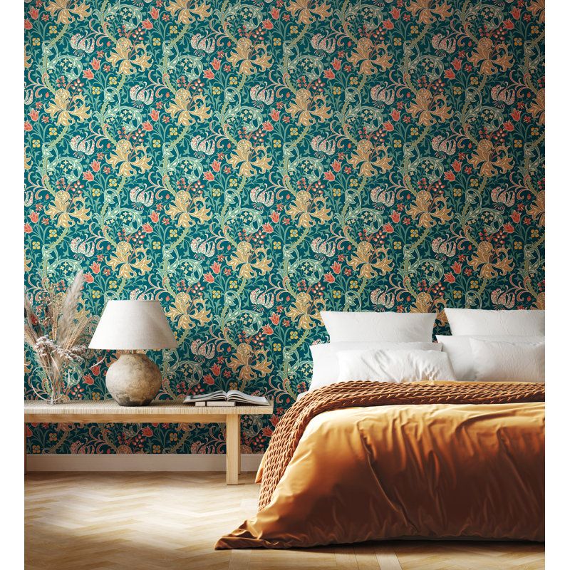 Padstow 10m x 50cm Wallpaper Roll, Ogee Teal