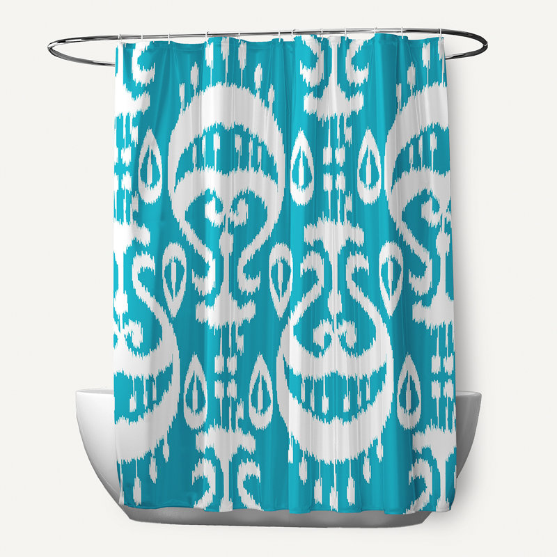 Rideau de douche simple Melchior Ikat, Turquoise