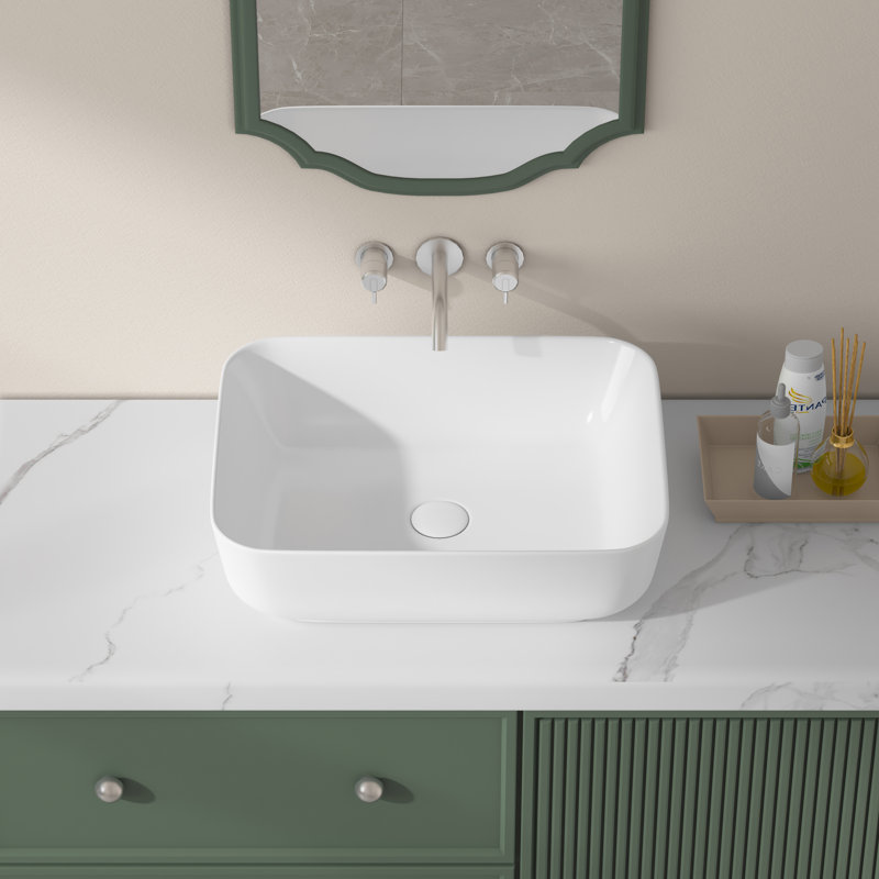  Salerno 20" L X 15" W White Rectangular Vitreous China Bathroom Sink