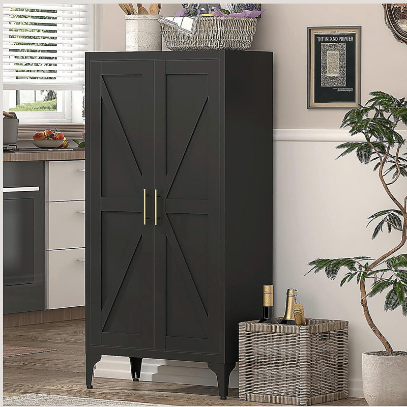 Armoire de rangement en métal avec tablettes réglables, Noir