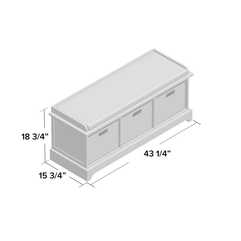 Banc de rangement Brizeth, Gris