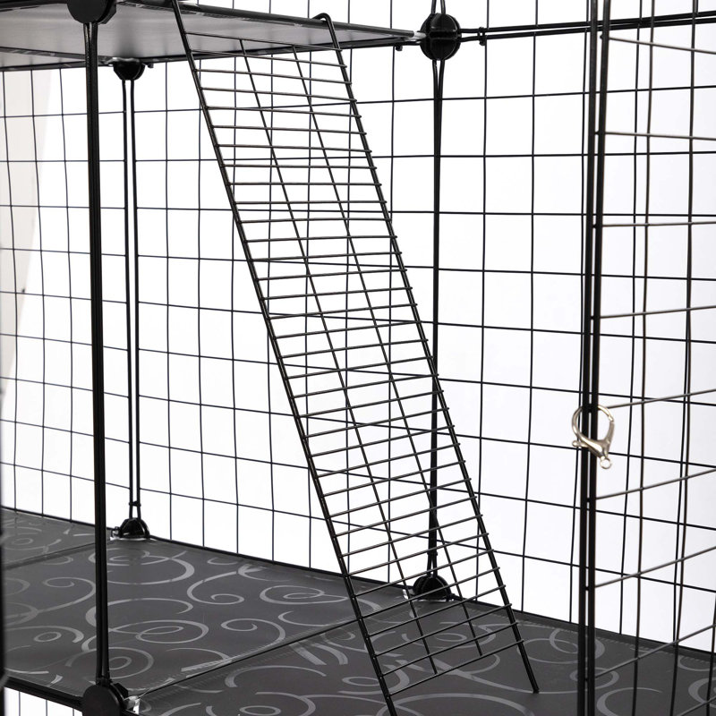 Versatile 3-Tier Wire Cat Cage with Multiple Platforms and Doors for Play and Comfort