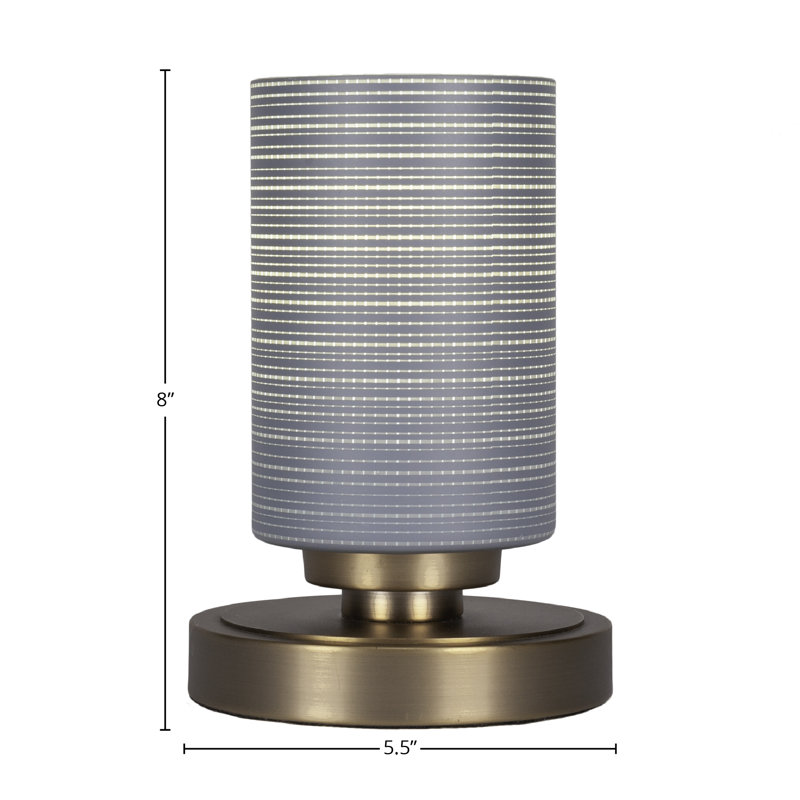 Lampe d'appoint Aneka avec verre matriciel de 4 po, Gris, Laiton