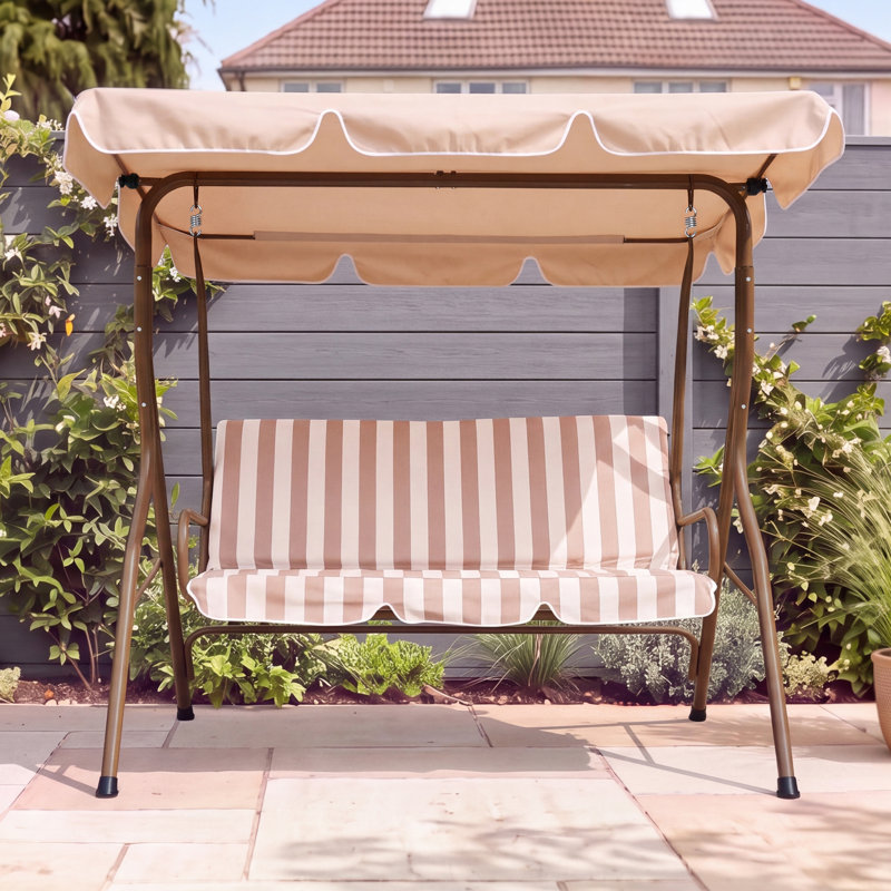 2 Person Porch Swing with Canopy, 154cm H x 173cm W x 112cm D, Brown, Brown