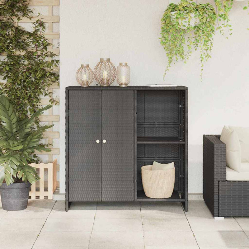 Rattan Accent Cabinet, Black