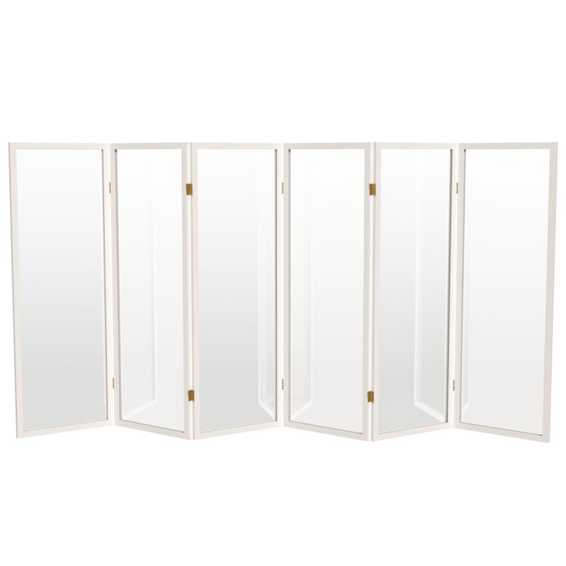 4 Ft. Tall Clear Screen Natural 6 Panel, 6, White, 48" H x 106.5" W x 1" D