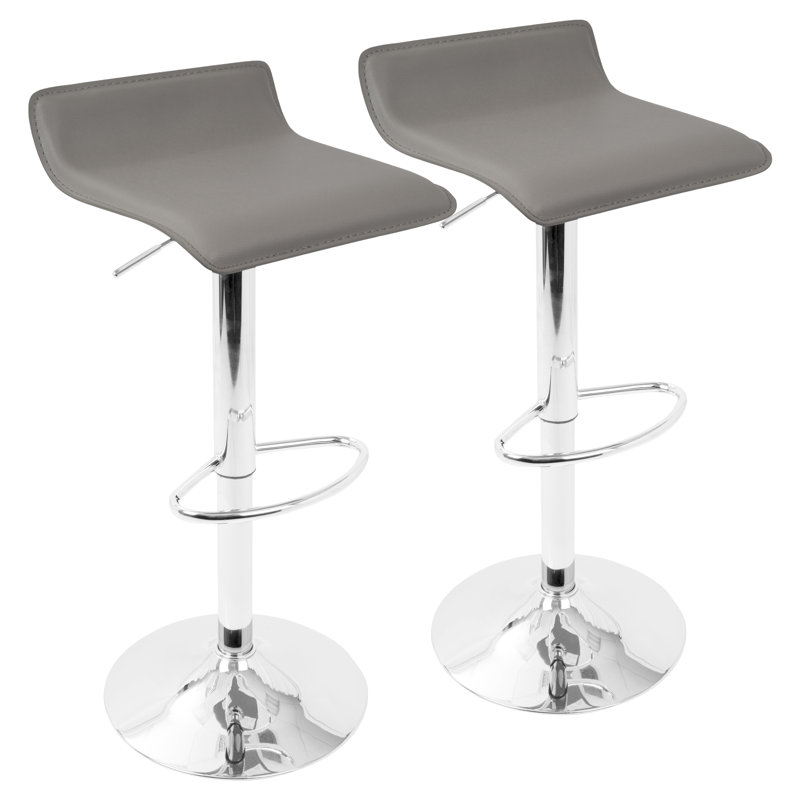 Ensemble de 2 tabourets de bar réglables contemporains en similicuir | Idée de cadeau, Gray