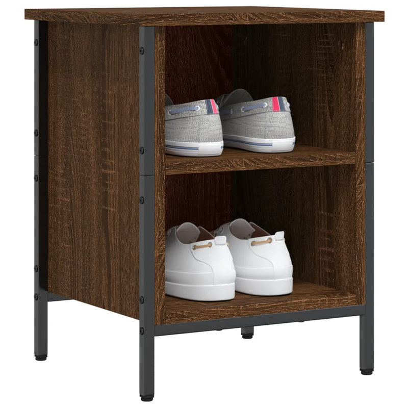 2 Pair Shoe Storage Cabinet, Brown Oak
