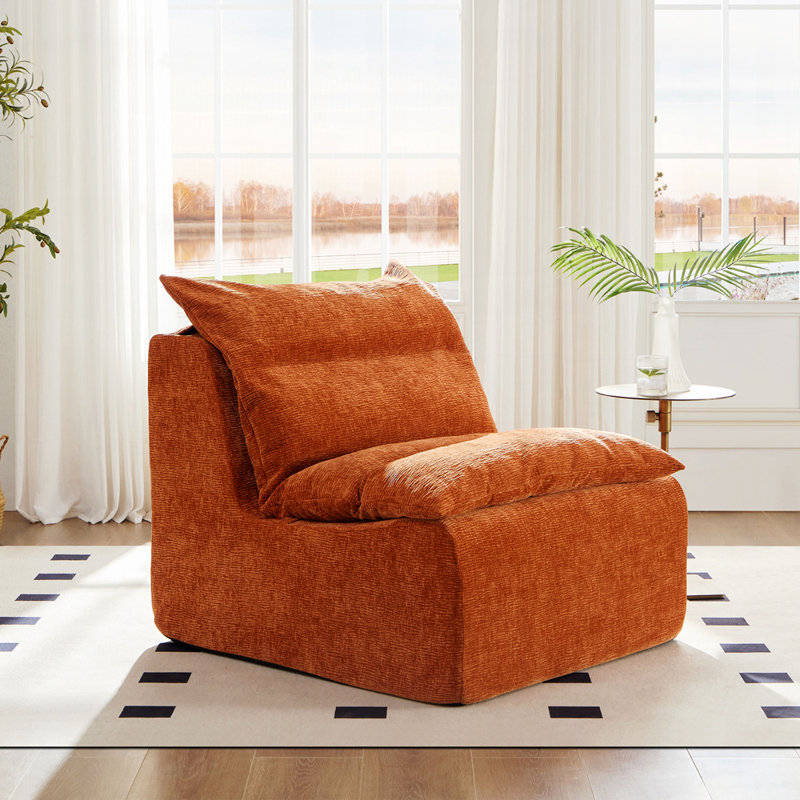 Fauteuil d'appoint sans accoudoirs pour le salon, Orange