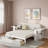 Multifunctional Daybed With Storage Drawer, Open Compartments And Hydraulic Side Table-425521262-425521169