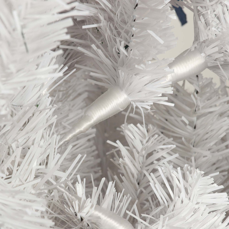 Arbre de Noël artificiel mince 7,5 pi avec base en métal pliable