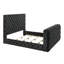 Ensemble de table de chevet luxueux avec tête de lit capitonnée en velours noir et pied de lit en velours noir-748312109