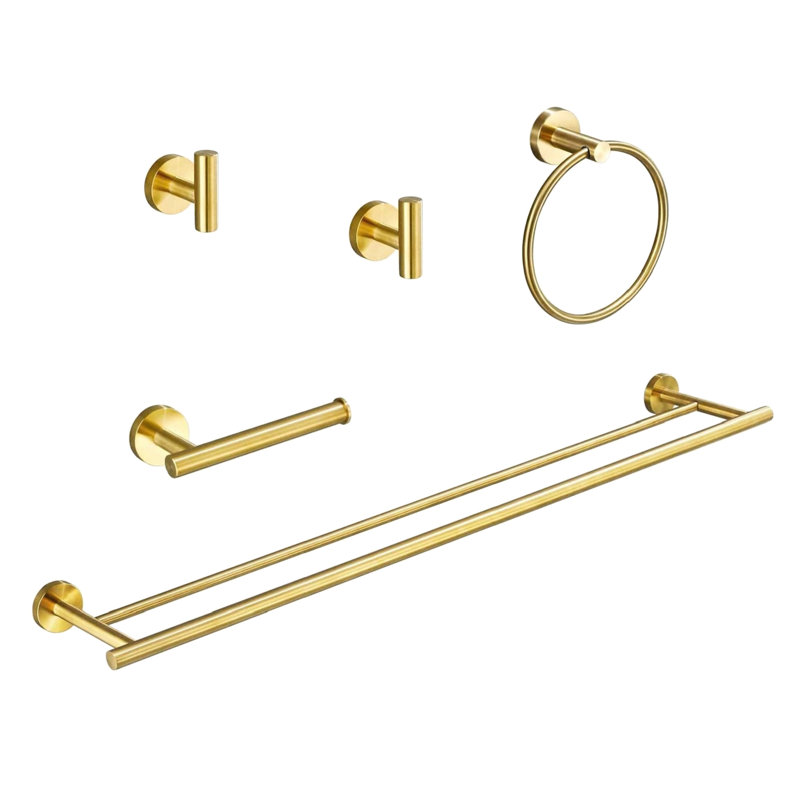 Bathroom Towel Rack  5  - Brushed Gold Aluminium Finish Strong And For Bath, Bed, Laundry, Kitchen Simple Install Procedure 5 Build , Rust- Different Rooms Easy Installation Directions