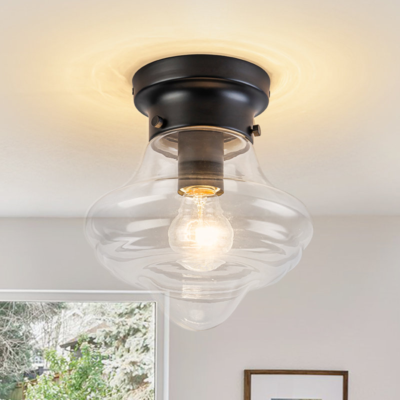 Plafonnier semi-encastré à 1 lumière en verre transparent, à intensité variable