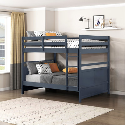 Bunk Bed Full Over Full Navy Sturdy Wood Frame Guard Rails Youth Bedroom Furniture 1Pc